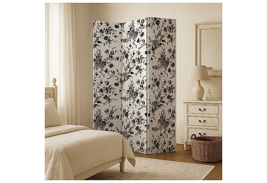 HTI-Living Paravent Paravent Blumen Black and White (Stück, 1 St., 1 Parave günstig online kaufen