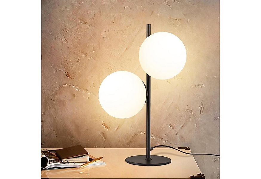 Nettlife Tischleuchte Schwarz Glas Modern E27 mit Schalter Nachttischlampe günstig online kaufen