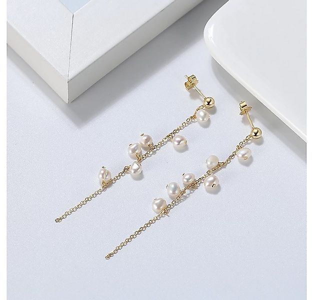 Runde Perlé Perlenohrringe "Lena" minimalistische Hängeohrringe, Zweig mit günstig online kaufen