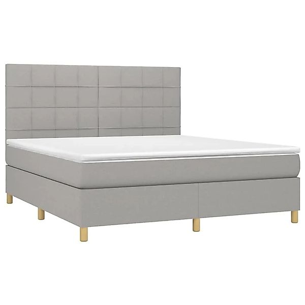 vidaXL Boxspringbett mit Matratze & LED Hellgrau 160x200 cm Stoff 3135445 günstig online kaufen