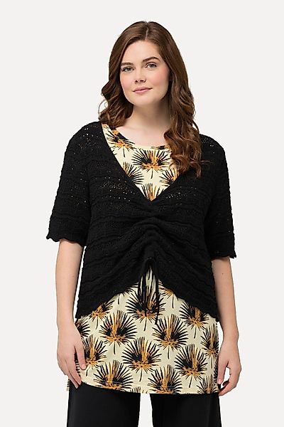 Ulla Popken Strickpullover Pullover Raffband V-Ausschnitt günstig online kaufen
