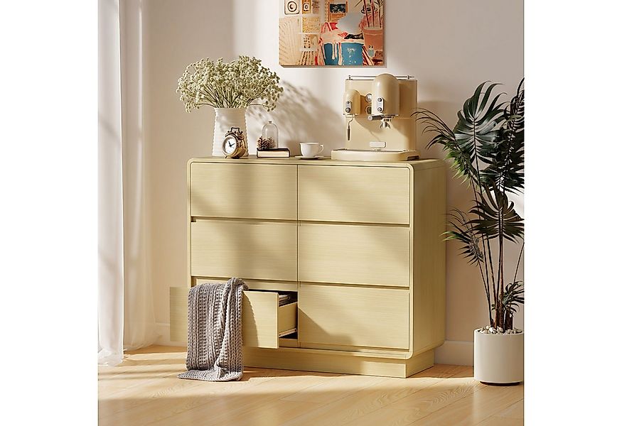 HOMCOM Sideboard mit 6 Schubladen, abgerundeten Kanten (Kommode, 1 St., 100 günstig online kaufen
