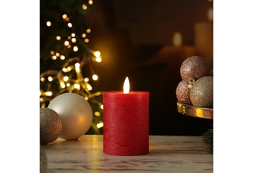 Adilina LED-Kerze LINA Rustik Optik Echtwachskerze flackernd Timer H: 11cm günstig online kaufen