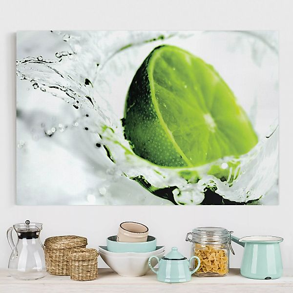 Leinwandbild Küche - Querformat Splash Lime günstig online kaufen