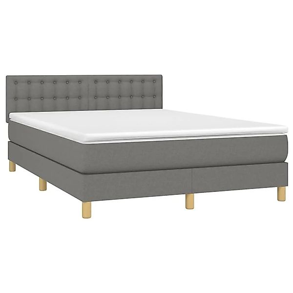vidaXL Boxspringbett mit Matratze & LED Dunkelgrau 140x200 cm Stoff 3134038 günstig online kaufen