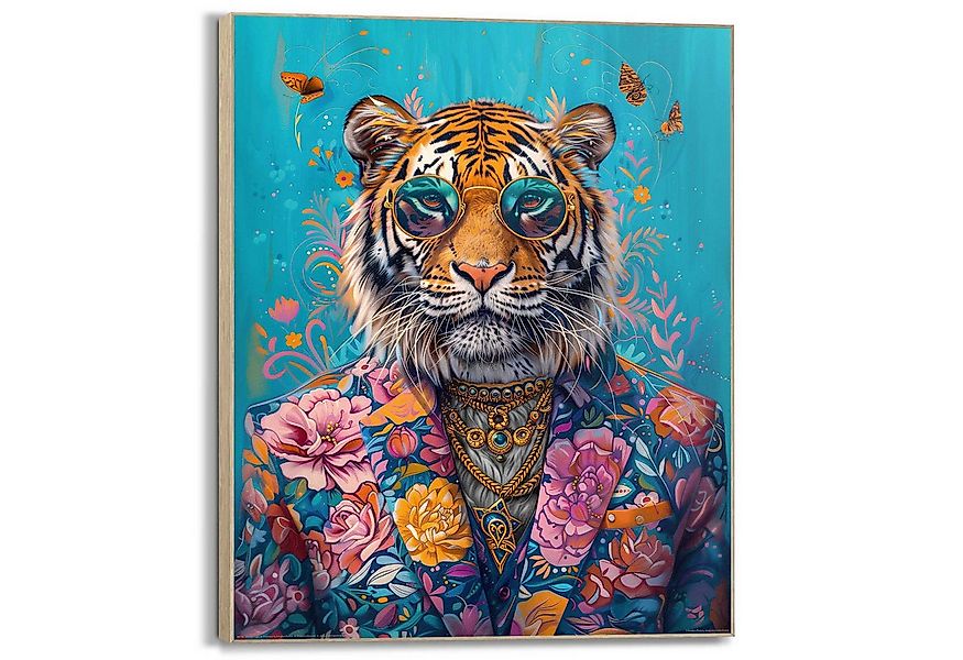 Reinders! Wandbild Gekleideter Tiger, Wohnzimmer - Mehrfarbig - MDF - Tiere günstig online kaufen