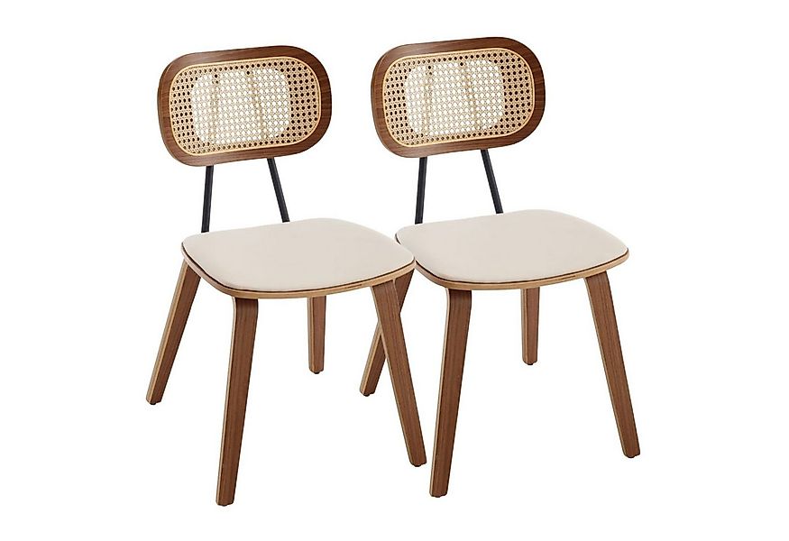 WAHSON OFFICE CHAIRS Esszimmerstuhl 2er Set,mit PU-Leder, Rattan-Rückenlehn günstig online kaufen