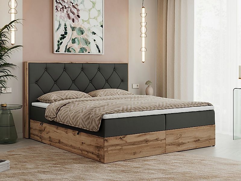 MKS MÖBEL Boxspringbett VENETO (Polsterbett, zwei Bettkästen, Topper T-25, günstig online kaufen
