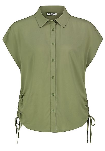 SUBLEVEL Blusenshirt Kurzärmeliges Hemd mit Kragen und Seitenschnürung Lege günstig online kaufen