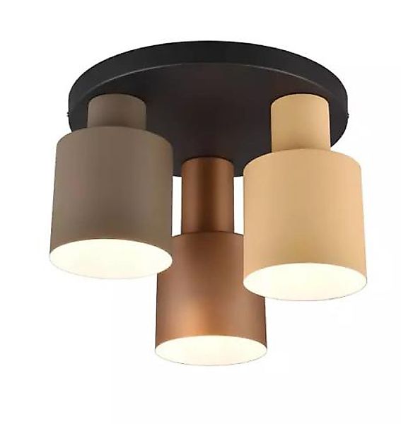 Deckenleuchte 3xE27 Schwarz Matt / Coffee / Beige / Taupe 1 Stück Metall He günstig online kaufen