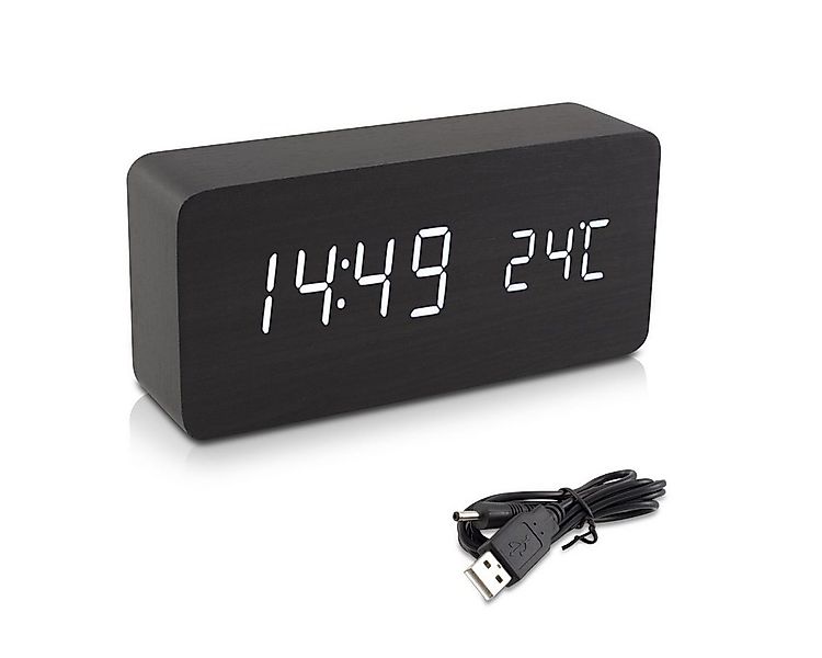 kwmobile Wecker Digitalwecker in Holzoptik - Anzeige v. Uhrzeit, Temperatur günstig online kaufen