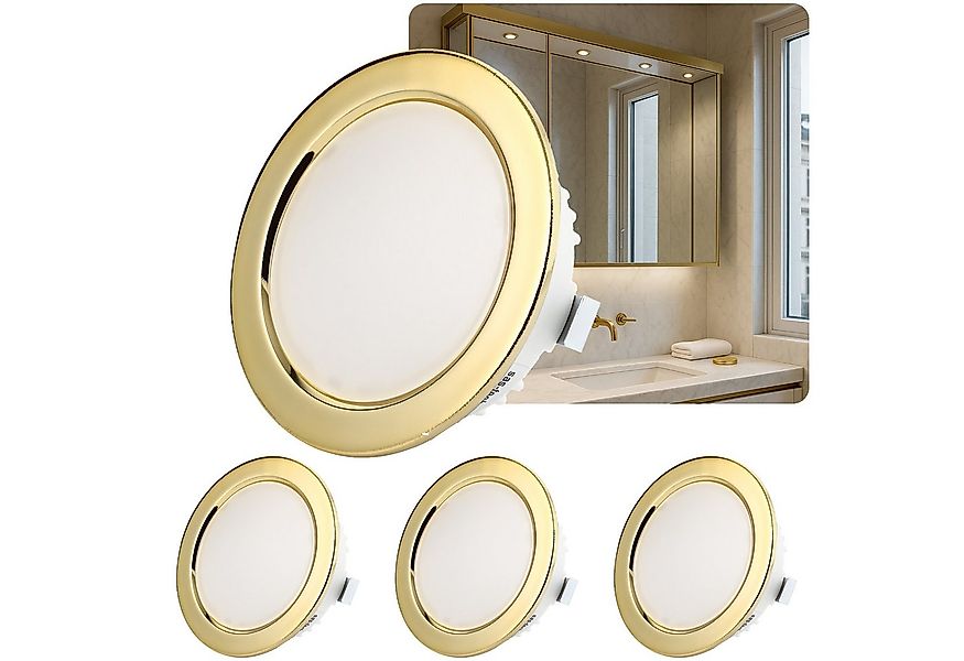 Sweet LED LED Einbaustrahler 4er Set 3,5 W Möbelleuchten IP44 Gold 12V, LED günstig online kaufen