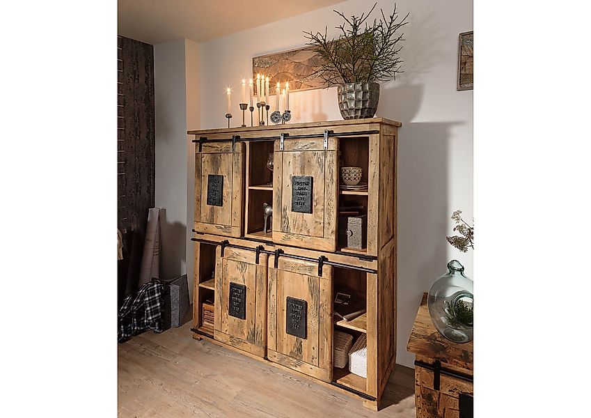 Massivmoebel24 Highboard (Massivholz), Mango 150x45x160 natur günstig online kaufen