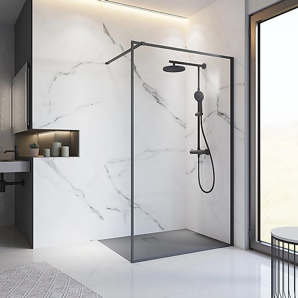 Schulte Duschwand Walk In Trend 2.0 Mattschwarz 200 x 100 cm günstig online kaufen