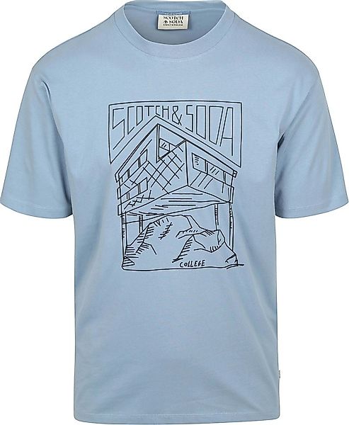 Scotch And Soda T-shirt Druck Blau - Größe L günstig online kaufen