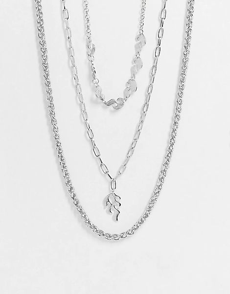 Bershka – Dreilagige silberfarbene Halskette günstig online kaufen
