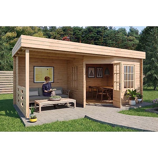 Finntherm Gartensauna Hanna-40 Naturbelassen 602 cm x 324 cm günstig online kaufen