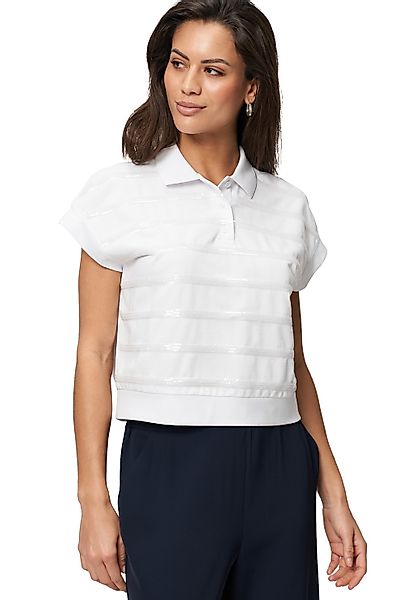Zero Kurzarmshirt "zero Damen Poloshirt mit Pailletten", (1 tlg.), Knopflei günstig online kaufen