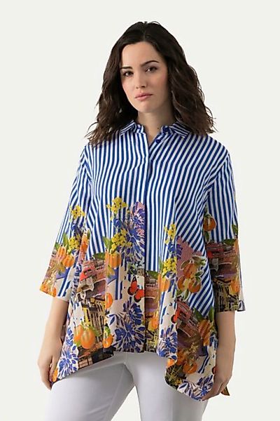 Ulla Popken Hemdbluse Bluse Streifen Hemdkragen Oversized 3/4-Arm günstig online kaufen