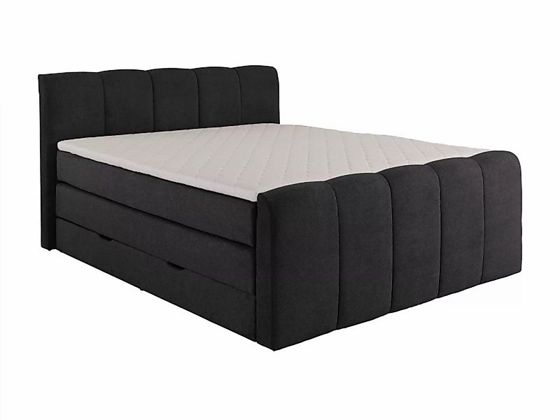 Boxspringbett mit gestepptem Kopfteil + Bettkasten + Matratze + Topper  - 1 günstig online kaufen