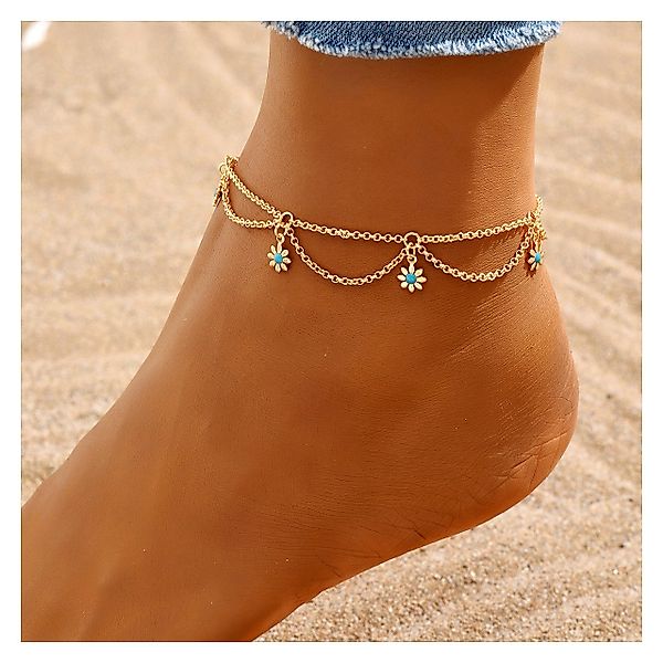 KARMA Fußkette Fußkettchen Gold Türkis Legierung günstig online kaufen