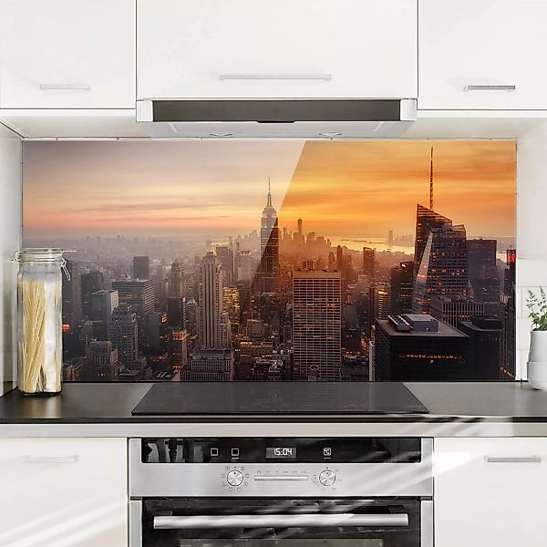 Glas Spritzschutz Architektur & Skyline - Querformat 2:1 Manhattan Skyline günstig online kaufen
