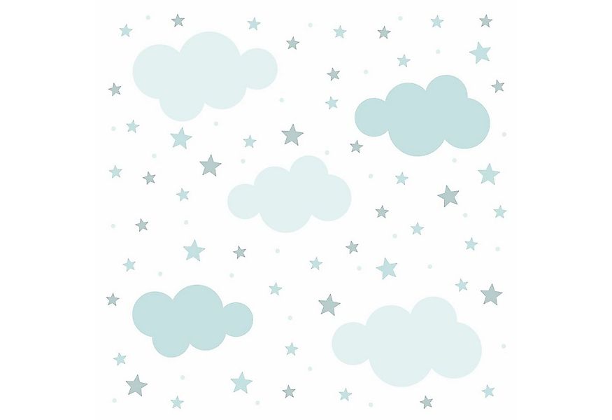 nikima Wandtattoo 138 Wolken, Sterne und Punkte Set blau (PVC-Folie), 87 St günstig online kaufen