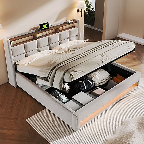 REDOM Polsterbett (LED Doppelbett Jugendbett mit günstig online kaufen