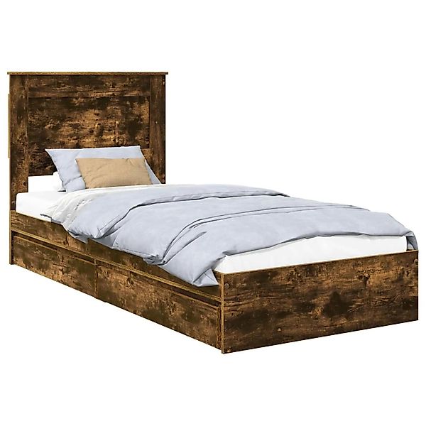 vidaXL Stauraumbett Räuchereiche 90 x 190 cm Holzwerkstoff 3410272 günstig online kaufen
