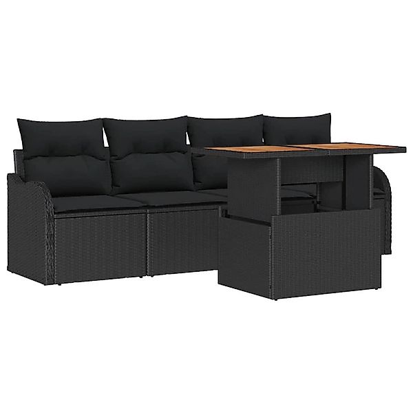 vidaXL Garten-Sofa-Set mit Speicher 5-Tlg Schwarz Poly Rattan 3358130 günstig online kaufen