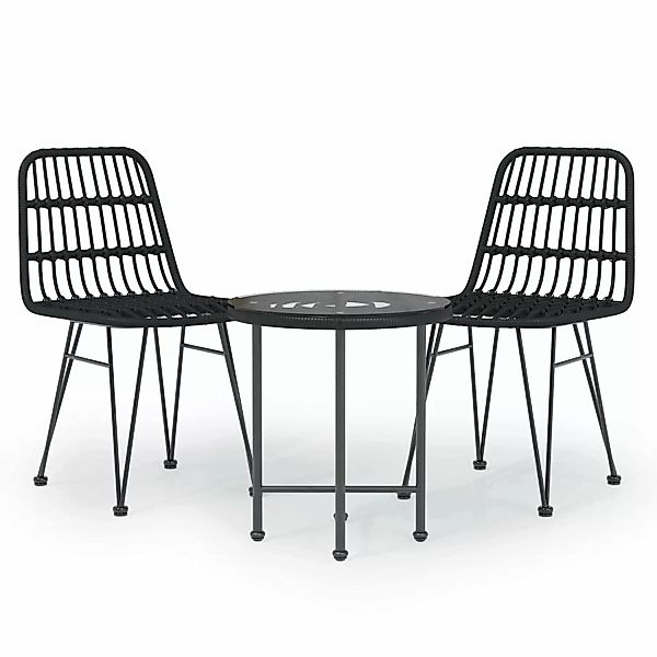 Vidaxl 3-tlg. Garten-essgruppe Schwarz Poly Rattan günstig online kaufen