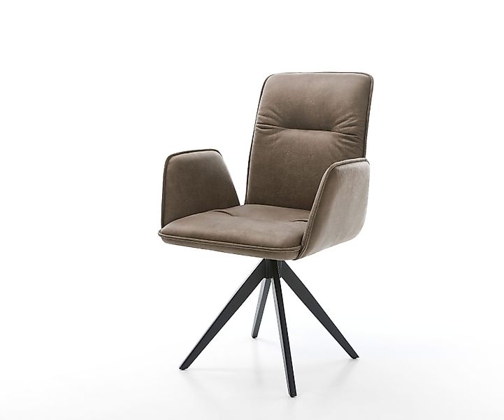 Esszimmerstuhl Vinja-Flex Mikrofaser Taupe Vintage Kreuzgestell kantig Schw günstig online kaufen