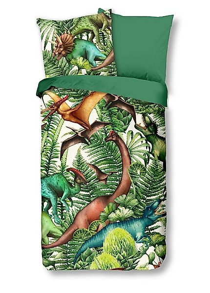 JACK Kinderbettwäsche 135x200cm Dinosaurier Landschaft Urwald, Microfaser, günstig online kaufen