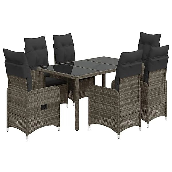 vidaXL 5-tlg Garten-Bistro-Set mit Kissen Grau Poly Rattan Modell 11 günstig online kaufen