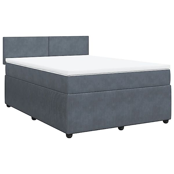 vidaXL Boxspringbett mit Matratze Dunkelgrau 140x200 cm Samt 3287753 günstig online kaufen