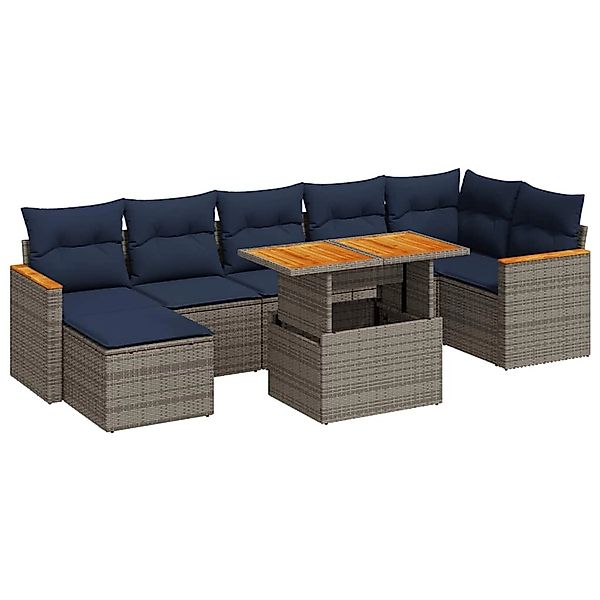 vidaXL 8-Tlg Garten-Sofagarnitur mit Kissen Grau Poly Rattan 3327519 günstig online kaufen