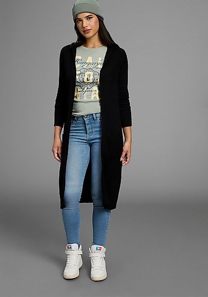 KangaROOS Longstrickjacke in offener Long-Form mit Kapuze günstig online kaufen