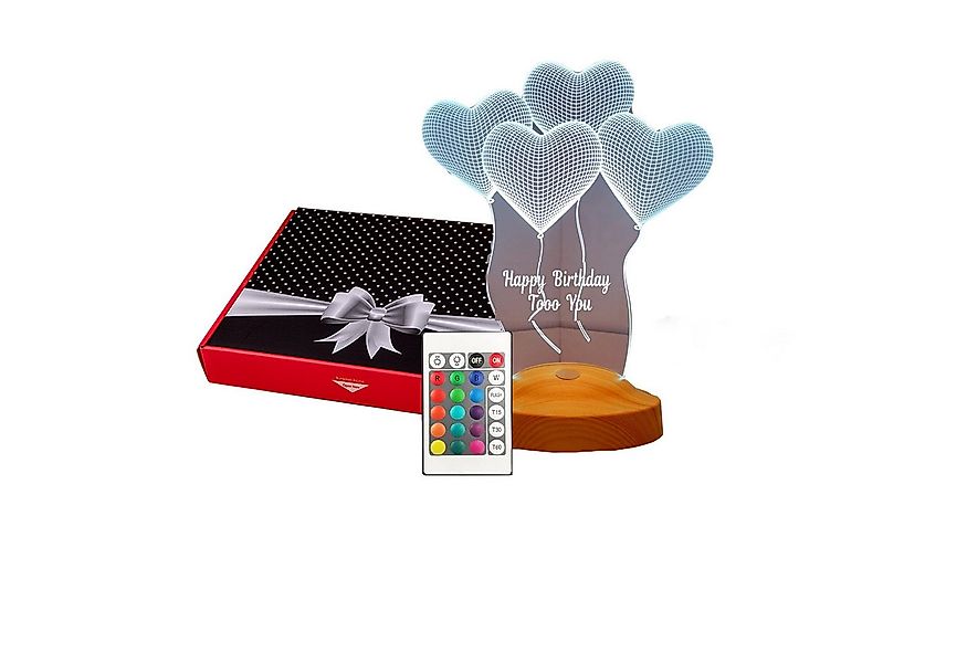 Geschenkelampe LED Nachttischlampe Vier Herzen 3D LED Geburtstagslampe Gesc günstig online kaufen
