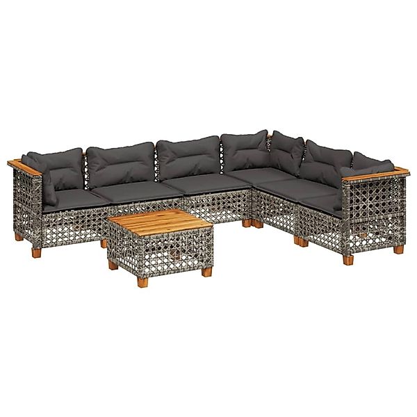 vidaXL 7-tlg Garten-Sofagarnitur mit Kissen Grau Poly Rattan Modell 190 günstig online kaufen