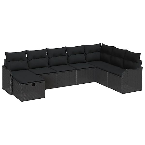 vidaXL Garten-Sofa-Set mit Kissen 8-Tlg Schwarz Poly Rattan 3360364 günstig online kaufen