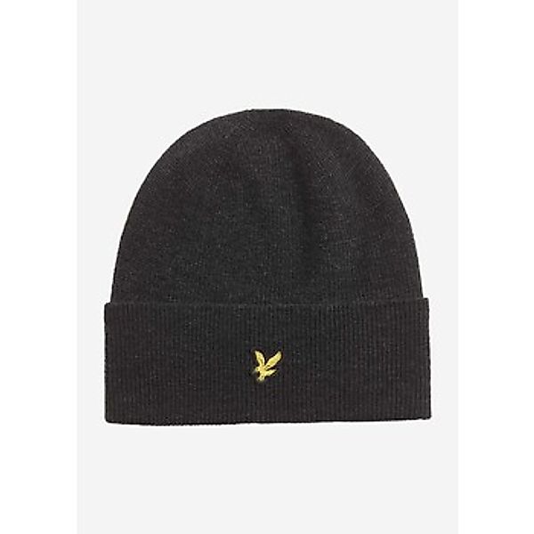 Lyle & Scott  Mütze Lambswool blend ribbed beanie - jet black marl günstig online kaufen
