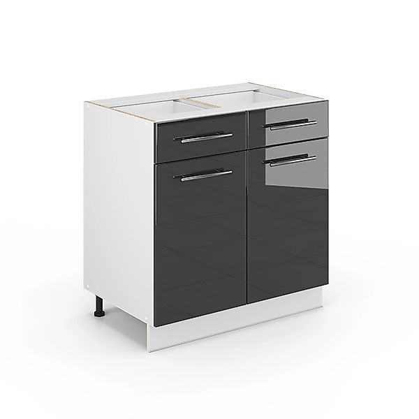 Vicco Küchenunterschrank Fame-Line Anthrazit Hochglanz/Weiß 80 cm mit Schub günstig online kaufen