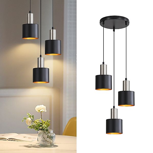 Nettlife Hängeleuchte Schwarz Gold Vintage 1/2/3 günstig online kaufen