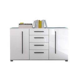 Esszimmer Wohnwand in Weiß Hochglanz modern (vierteilig) günstig online kaufen