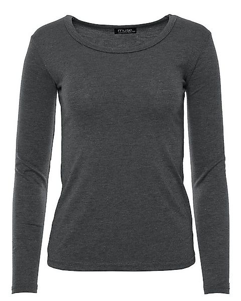 Muse Rundhalsshirt Basic Rundhals Langarmshirt Skinny Fit 1093 günstig online kaufen