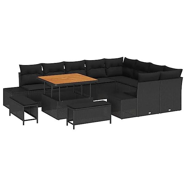 vidaXL Gartensofa-set mit Kissen 12-Tlg Schwarz Poly-Rattan 3364764 günstig online kaufen