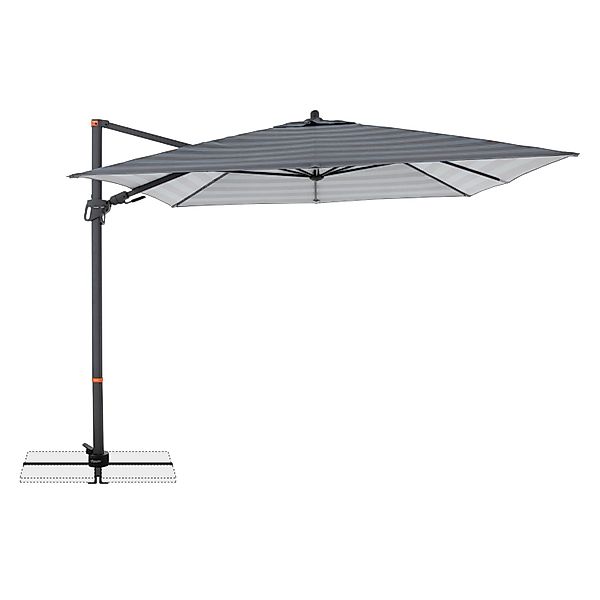 Doppler Ampelschirm MyZone 280 cmx 280 cm Blau-Grau mit Kurbelmechanik günstig online kaufen