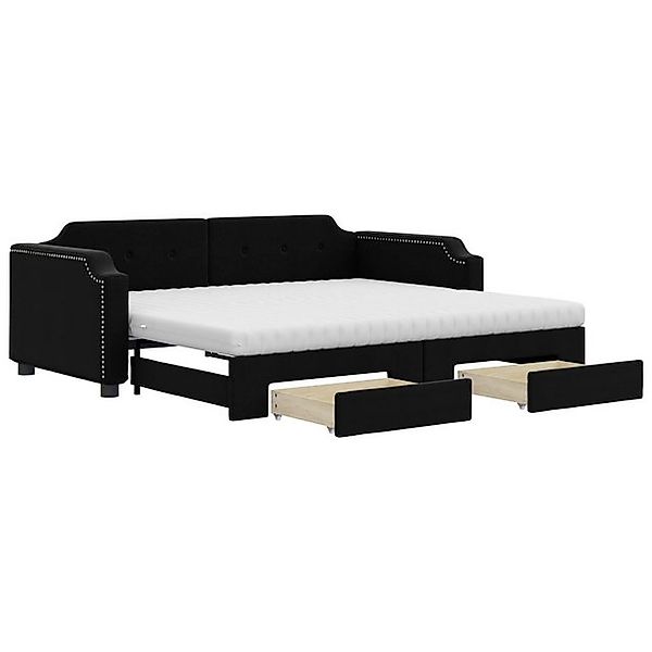 vidaXL Ausziehbett, Tagesbett Ausziehbar mit Schubladen Schwarz 90x190 cm S günstig online kaufen