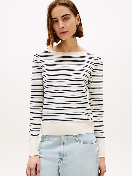 Tommy Hilfiger Strickpullover CO JERSEY STITCH BOAT-NECK SWEATER mit Tommy günstig online kaufen