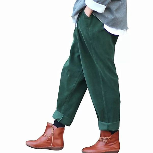 FIDDY Haremshose Damen-elastische Taille Corduroy Hose mit Taschen (1-tlg) günstig online kaufen